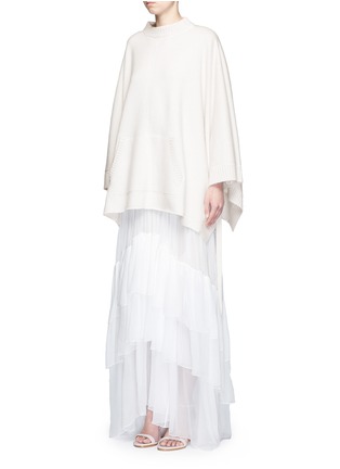 Figure View - Click To Enlarge - CHLOÉ - Oversized cashmere knit cape