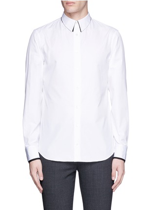 Main View - Click To Enlarge - ALEXANDER MCQUEEN - Lace collar underlay cotton poplin shirt