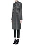 Figure View - Click To Enlarge - GIVENCHY - Stripe wool double breasted side split side coat