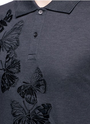 Detail View - Click To Enlarge - ALEXANDER MCQUEEN - Butterfly embroidered polo shirt