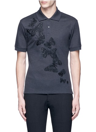 Main View - Click To Enlarge - ALEXANDER MCQUEEN - Butterfly embroidered polo shirt