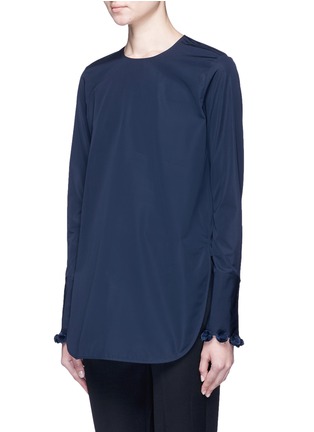 Front View - Click To Enlarge - PORTS 1961 - Pompom cuff poplin top
