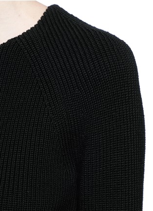Detail View - Click To Enlarge - ALEXANDER MCQUEEN - Sculptural moving peplum sleeve wool sweater