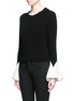 Front View - Click To Enlarge - ALEXANDER MCQUEEN - Sculptural moving peplum sleeve wool sweater