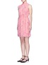 Front View - Click To Enlarge - EMILIO PUCCI - Ostrich feather embroidery tie waist dress
