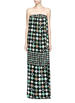 Main View - Click To Enlarge - EMILIO PUCCI - Monreal check print strapless crepe dress