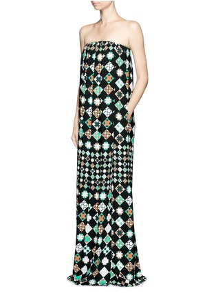 Figure View - Click To Enlarge - EMILIO PUCCI - Monreal check print strapless crepe dress
