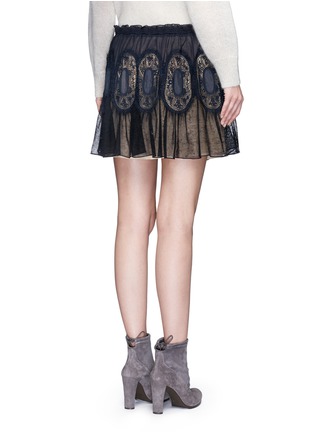 Back View - Click To Enlarge - CHLOÉ - Drawstring mousseline lace insert flare skirt