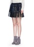Front View - Click To Enlarge - CHLOÉ - Drawstring mousseline lace insert flare skirt