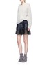 Figure View - Click To Enlarge - CHLOÉ - Drawstring mousseline lace insert flare skirt