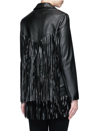 Back View - Click To Enlarge - SAINT LAURENT - Tiered fringe button leather jacket