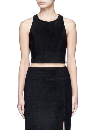 Main View - Click To Enlarge - ALICE & OLIVIA - Lambskin suede racerback cropped top