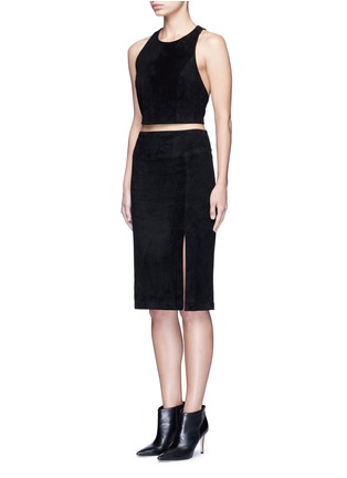 Figure View - Click To Enlarge - ALICE & OLIVIA - Lambskin suede racerback cropped top