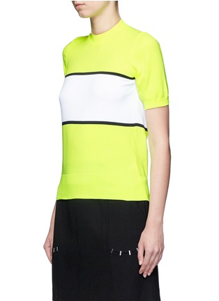 Front View - Click To Enlarge - PLYS - 'Cyclist Span' neon colourblock sweater