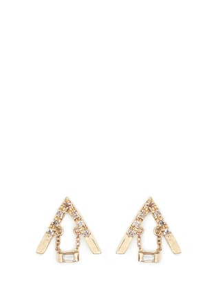 Main View - Click To Enlarge - XIAO WANG - 'Gravity' diamond 14k yellow gold suspension earrings