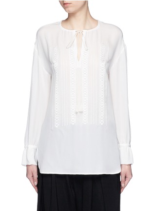 Main View - Click To Enlarge - THEORY - 'Alrik E' embroidery silk peasant blouse