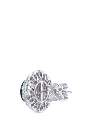  - LC COLLECTION JADE - Diamond jade 18k white gold disc ring and earrings set