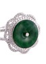 Detail View - Click To Enlarge - LC COLLECTION JADE - Diamond jade 18k white gold floral ring and earrings set