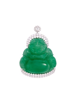 Main View - Click To Enlarge - LC COLLECTION JADE - Diamond jade 18k white gold Buddha pendant
