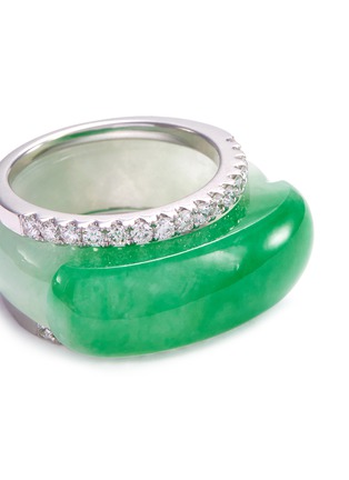 Detail View - Click To Enlarge - LC COLLECTION JADE - Diamond jade 18k white gold stackable ring