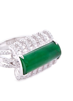 Detail View - Click To Enlarge - LC COLLECTION JADE - Diamond jade 18k white gold cutout ring