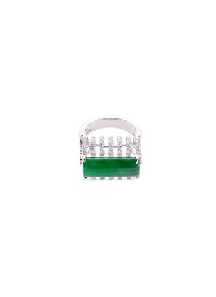 Main View - Click To Enlarge - LC COLLECTION JADE - Diamond jade 18k white gold cutout ring
