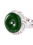 Detail View - Click To Enlarge - LC COLLECTION JADE - Diamond jade 18k white gold disc ring