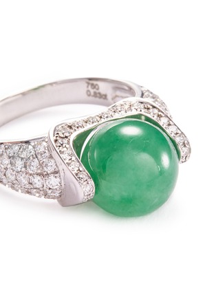 Detail View - Click To Enlarge - LC COLLECTION JADE - Diamond jade 18k white gold ring