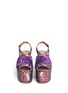 Front View - Click To Enlarge - DRIES VAN NOTEN - Sequin wing floral brocade platform wedge sandals
