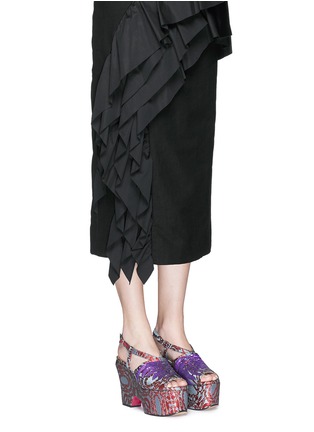 Figure View - Click To Enlarge - DRIES VAN NOTEN - Sequin wing floral brocade platform wedge sandals