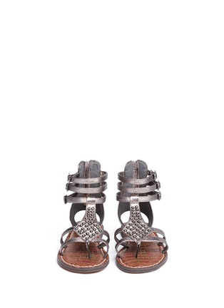 Figure View - Click To Enlarge - SAM EDELMAN - 'Amber' stud snakeskin embossed kids sandals