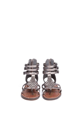 Figure View - Click To Enlarge - SAM EDELMAN - 'Amber' stud snakeskin embossed kids sandals