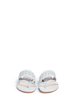 Front View - Click To Enlarge - ALEXANDER MCQUEEN - Skull head lasercut leather sandals