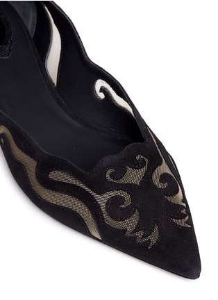 Detail View - Click To Enlarge - RENÉ CAOVILLA - Wavy cutout suede skimmer flats