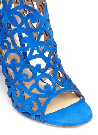 Detail View - Click To Enlarge - RENÉ CAOVILLA - Swirl cutout suede sandal booties
