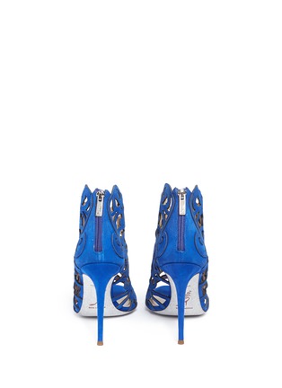Back View - Click To Enlarge - RENÉ CAOVILLA - Swirl cutout suede sandal booties