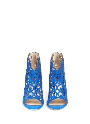 Front View - Click To Enlarge - RENÉ CAOVILLA - Swirl cutout suede sandal booties