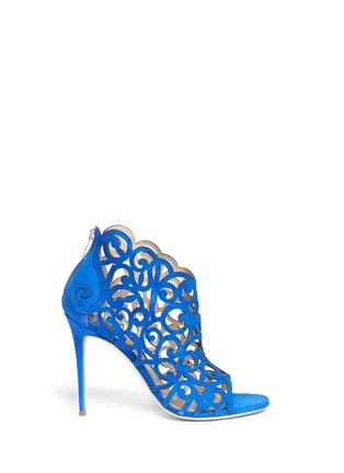 Main View - Click To Enlarge - RENÉ CAOVILLA - Swirl cutout suede sandal booties