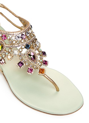 Detail View - Click To Enlarge - RENÉ CAOVILLA - Ethnic strass embroidery leather thong sandals