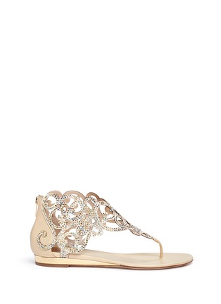 Main View - Click To Enlarge - RENÉ CAOVILLA - Strass pavé satin leather thong sandals