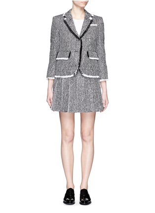Figure View - Click To Enlarge - THOM BROWNE  - Contrast pleat basketweave flare skirt