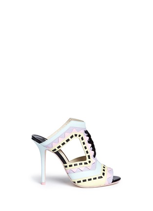 Main View - Click To Enlarge - SOPHIA WEBSTER - 'Riko' geometric trim leather combo mules