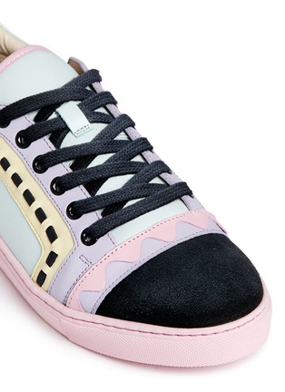 Detail View - Click To Enlarge - SOPHIA WEBSTER - 'Riko' geometric trim leather combo sneakers
