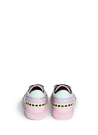 Back View - Click To Enlarge - SOPHIA WEBSTER - 'Riko' geometric trim leather combo sneakers