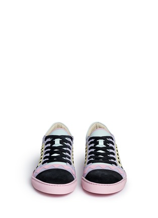 Front View - Click To Enlarge - SOPHIA WEBSTER - 'Riko' geometric trim leather combo sneakers