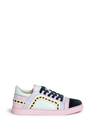 Main View - Click To Enlarge - SOPHIA WEBSTER - 'Riko' geometric trim leather combo sneakers