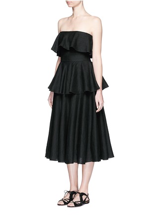 Figure View - Click To Enlarge - MS MIN - Ruffle linen-ramie strapless dress