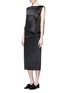 Figure View - Click To Enlarge - MS MIN - Asymmetric drape front silk dress