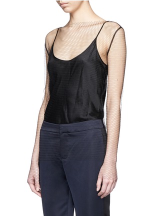 Front View - Click To Enlarge - MS MIN - Bateau neckline mesh top