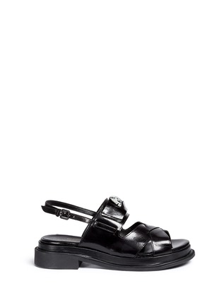 Main View - Click To Enlarge - CLERGERIE - 'Coucou' jewel front leather sandals